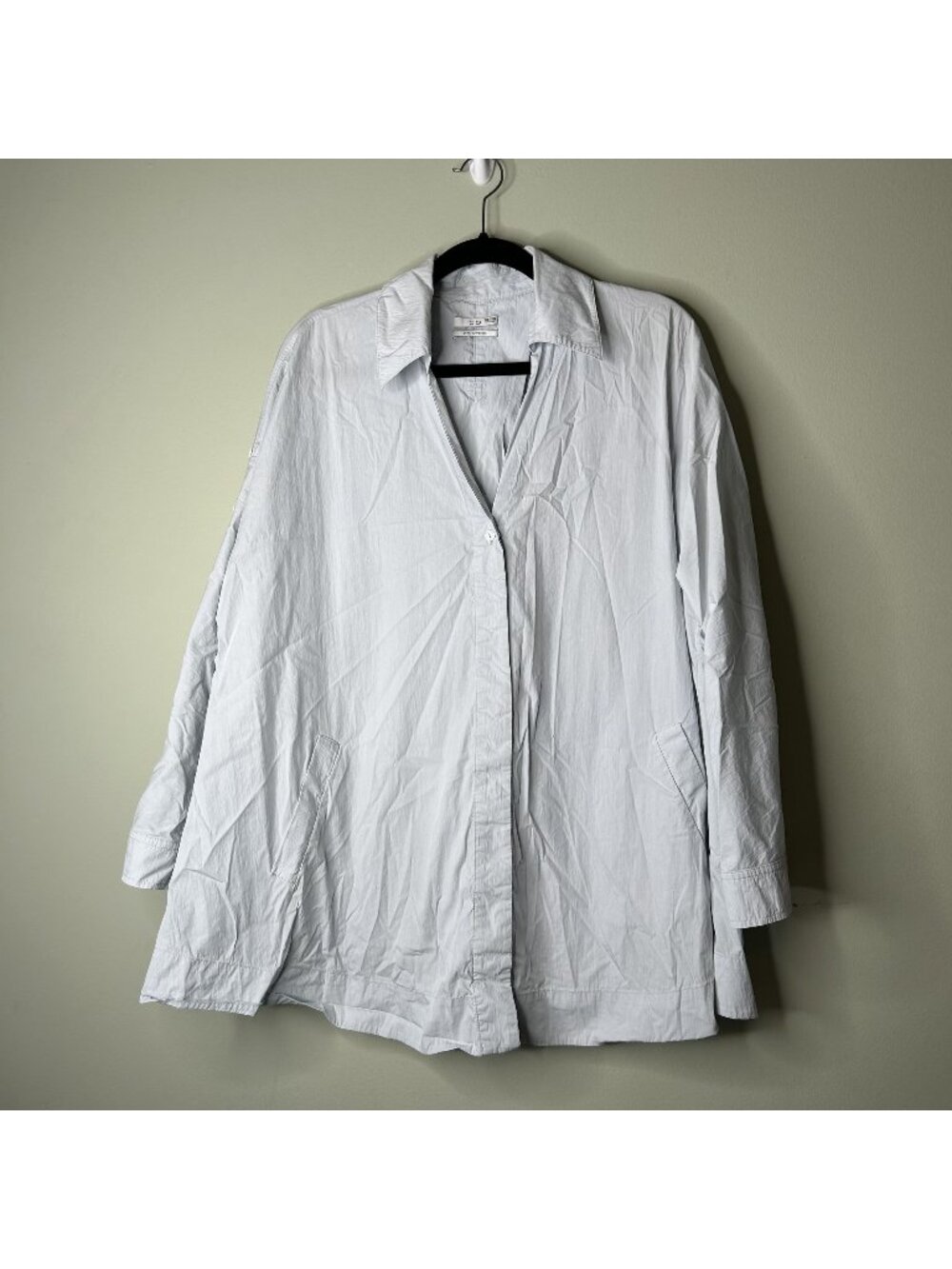 CO Light Blue Rolled Sleeve Cotton Blend Button Down Shirt Women's Size Medium M